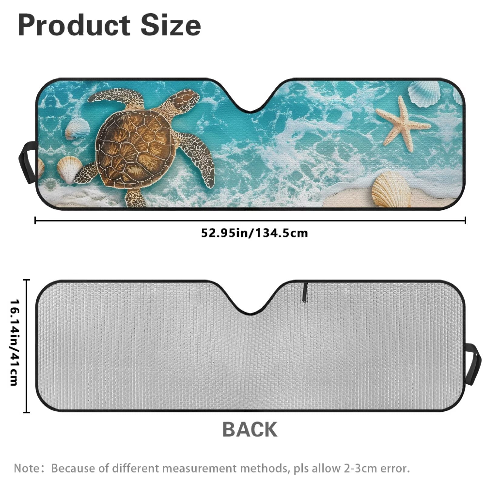 HUIACONG Beach Sea Turtle Front Windshield Sunshade Fit for Jeep Wrangler JL/JLU 2018-2024 & Jeep Gladiator JT 2020-2024, 240TShade Sun Visor Protector Blocks UV Rays Keep Vehicle Cooler