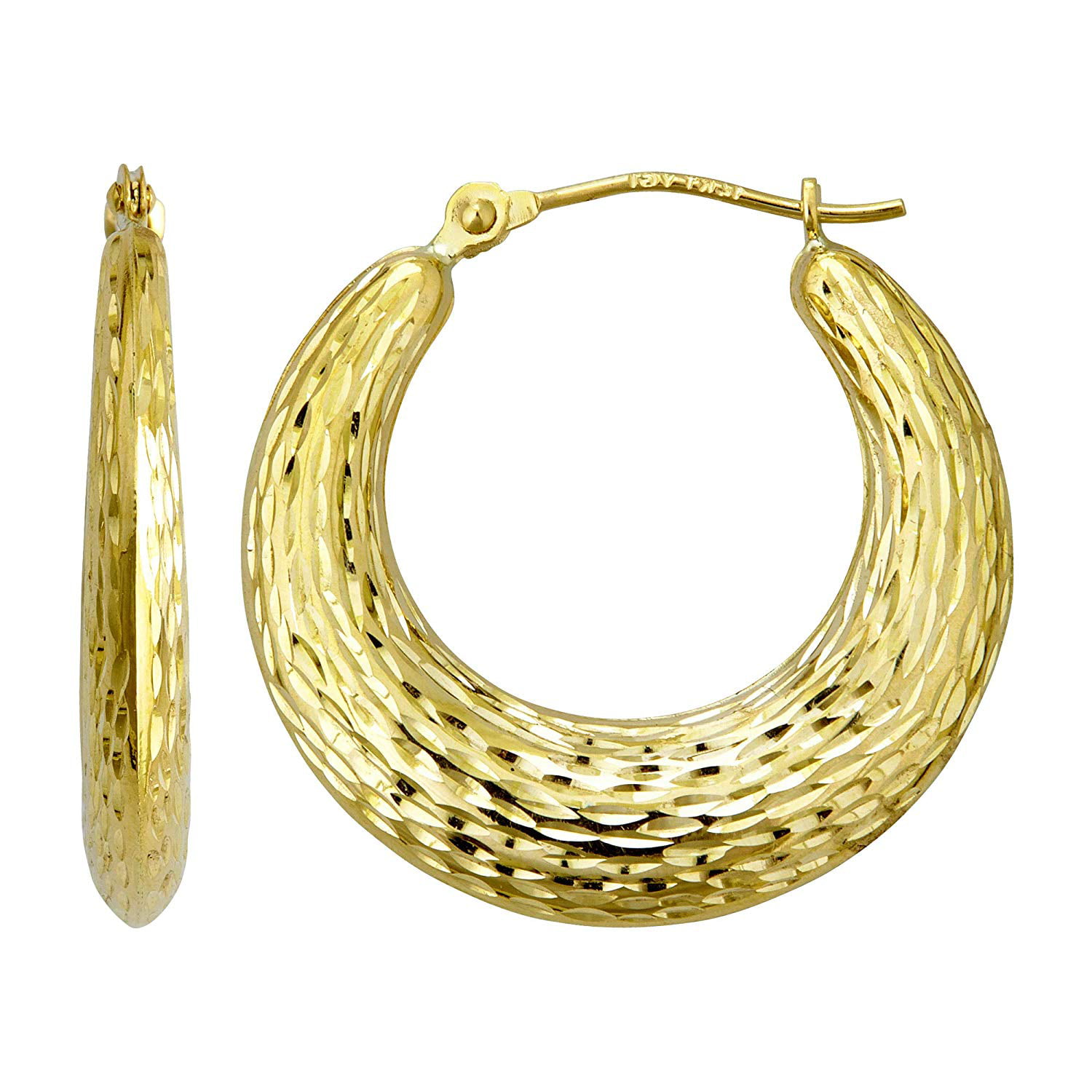 Decadence - 14K Gold Thick Round Hoop Earrings with Hinged Clasp For ...