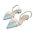 thumbnail image 3 of XYD Women Elegant Pearl Closed Pointy Toe Flats Buckled Strap Shopping Date Daily Sandal Shoes Size 5.5 Blue, 3 of 4