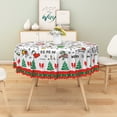 thumbnail image 4 of Duangreer Round Tablecloth, Cartoon Christmas Graffiti Print Waterproof Wrinkle Resistant, Table Cover for Family Party, Dining, Indoor and Outdoor, 60''Round, 4 of 6