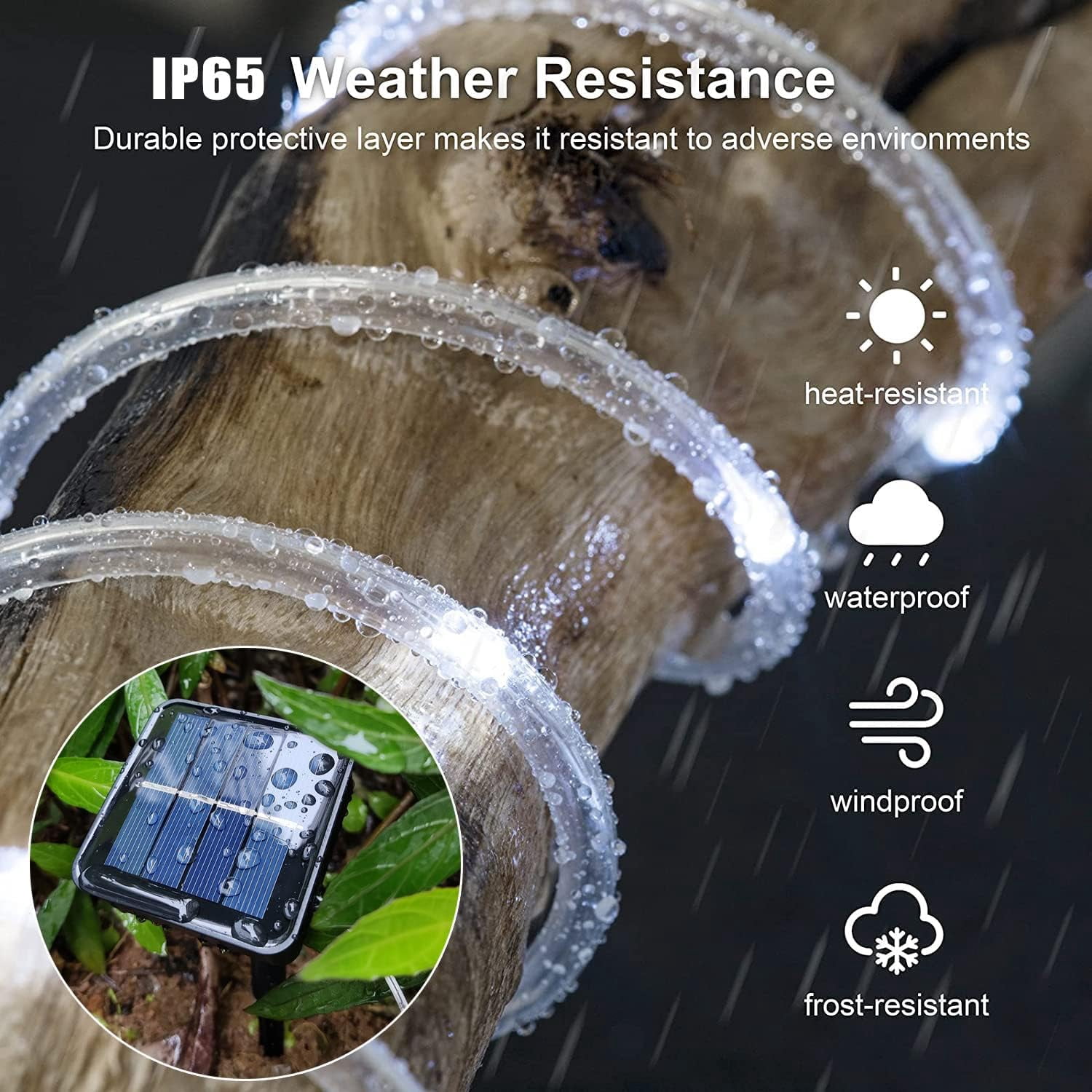 2 Pack Solar Rope Lights Outdoor , 39FT Solar Patio Lights Outdoor Waterproof with 8 Modes , 100 LEDs Christmas Tree Decoration Lighting for Outside,Lawn, Garden, Yard, Wedding, Party(Cool White)