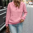 thumbnail image 2 of Miluxas Womens Hoodies Button Collar Drawstring Hooded Pullover Sweatshirt Casual Long Sleeve Tops Shirts Pink M(M), 2 of 7