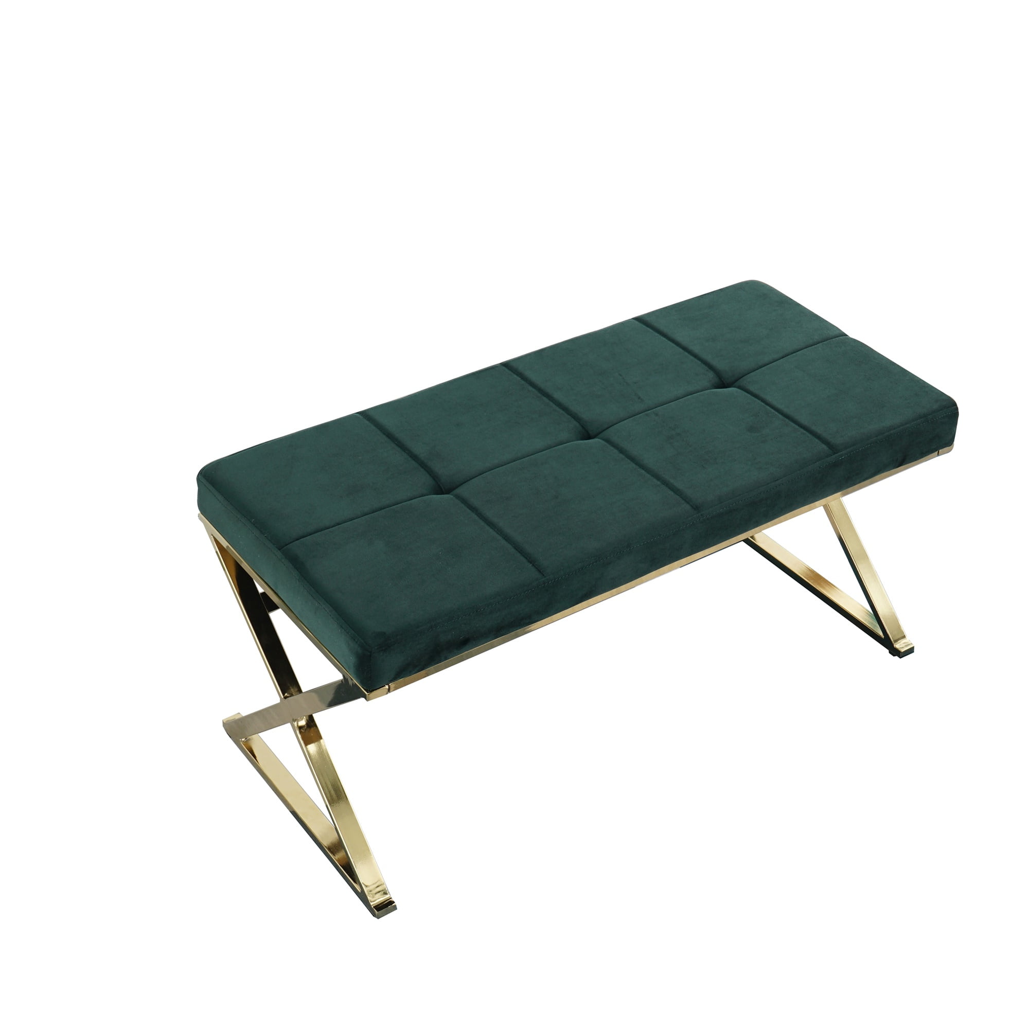 Kadyn Morden Bench, Upholstered Ottoman Bench for Bedroom, Tufted End of Bed Bench for Entryway, Green