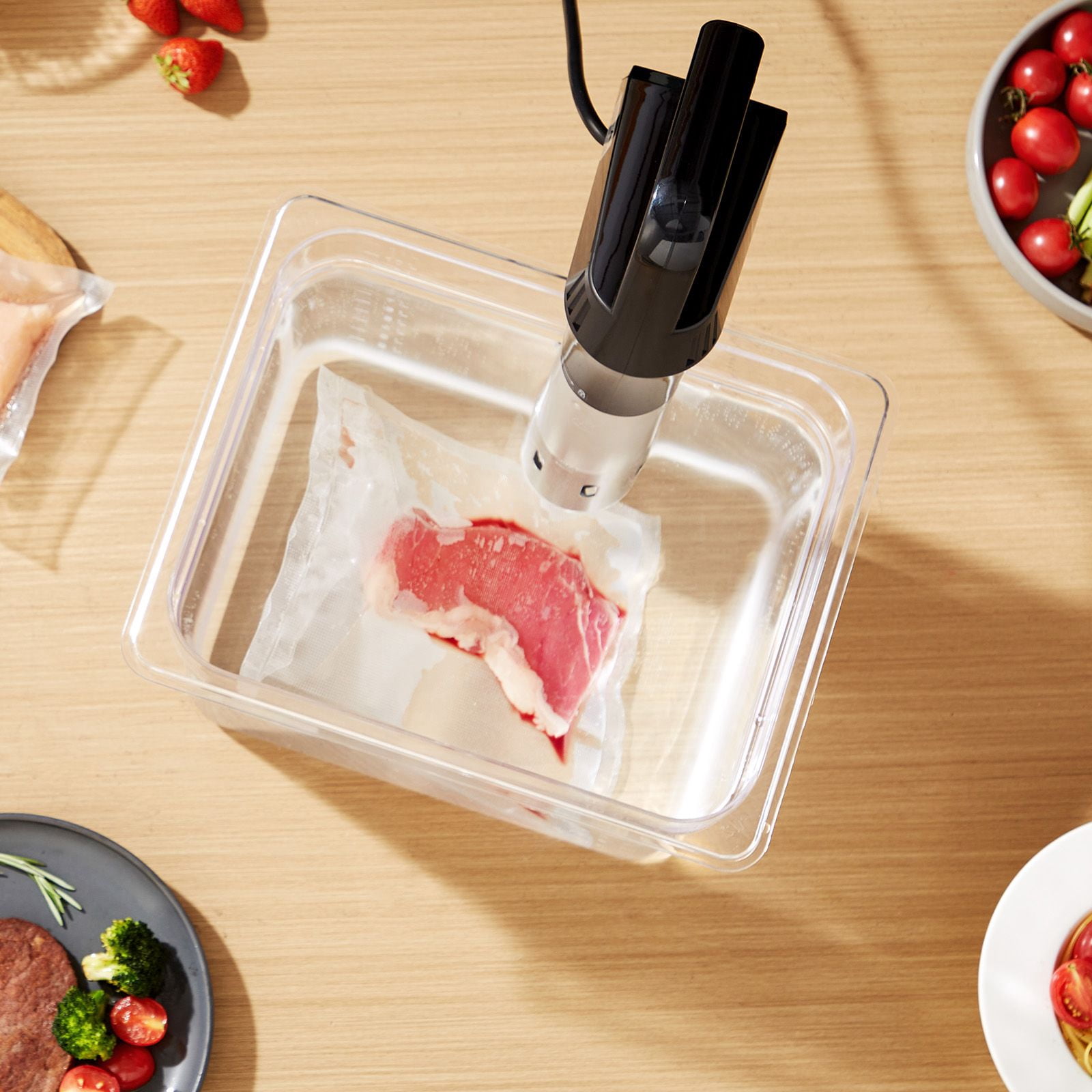 Sous Vide Precision Cooker 1100W Touch Control 77-198.5°F 0.1°C Accuracy 6-12L Capacity Stainless Steel for Steak Seafood