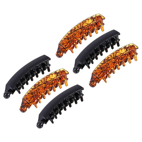WEUVEB 6Pcs Cute Hair Claw Clips for Girls Women Dark Coffee Plastic
