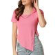 thumbnail image 1 of Top corto asimétrico INSPIRE CHIC para mujeres, camiseta de manga corta con escote cuadrado rosa XL, 1 of 5