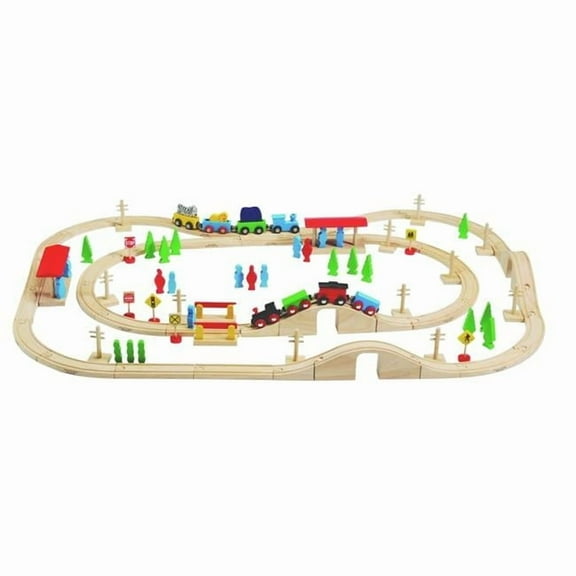 Marvel Education 2025538 Co-Magnetic Wood Train Set - 100 Piece