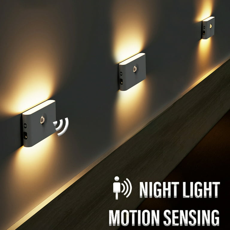 Smart Night Lights, Rechargeable Long Lasting Battery with Motion Sensor,  Warm Gentle White Light and Magnetic Installation (No Outlet Needed), 3-PACK