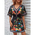 thumbnail image 4 of Vestido de Fiesta Bordado para Mujer, Talla Grande, Corta, Estilo Bohemio de Verano con Bolsillo. Negro XL, 4 of 10