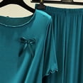 thumbnail image 6 of mihongmao Summer Womens Sweatsuits 2 Piece Set Summer Outfits Women Fashion Round-Neck Casual Solid Short Sleeve Outing Long Pants Sets Green 2X, 6 of 6
