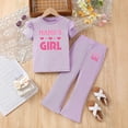 thumbnail image 2 of Rotm Toddler Baby Girl Smocked Outfit Ruffle Halter Shirt Flared Pants Set Toddler Bell Bottom Outfit Summer Clothes Purple,3-4 Years, 2 of 7