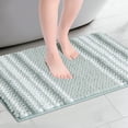 thumbnail image 2 of NOMADIC NOOK 2 Pcs Absorbent Fluffy Chenille Bath Mats, Striped Non Slip Bathroom Rugs Green Blue 20" x 32", 2 of 6