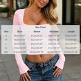 thumbnail image 4 of VBVC Women's Striped Square Neck Top , Ladies' Long Sleeve Crop Tee , Slim Fit Y2K T Shirt For Women, S-2XL, 4 of 10
