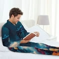 thumbnail image 6 of Balery Fantasy Underwater Adventure Pattern Pajama Sets for Men Long Sleeve 2 Piece Sleepwear Loungewear Sets Soft PJ's with Pockets Long Sleeve Comfy Pj Sets-Large, 6 of 7