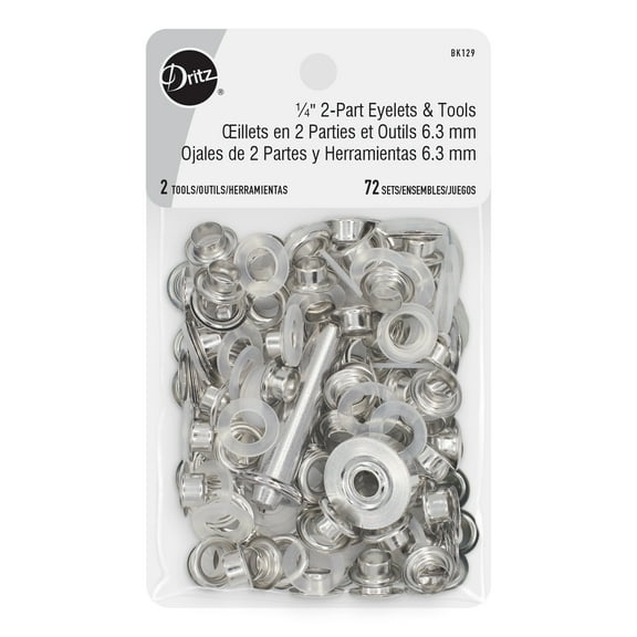 Dritz 1/4" 2-Part Eyelets & Tools, Silver, 72 Sets