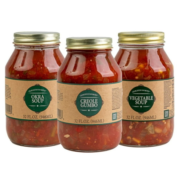 Charleston Favorites Southern Soup Variety Pack, Okra, Creole Gumbo, Vegetable, 32 fl oz, 3 Pack