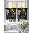 thumbnail image 5 of Vintage Black Floral Semi Sheer Curtains 54 Inch Length 2 Panels Set, Spring Seasonal Botanical Blooms Sheer Kitchen Curtain Privacy Voile Window Curtain for Living Room Bedroom Rod Pocket Drapes, 5 of 7
