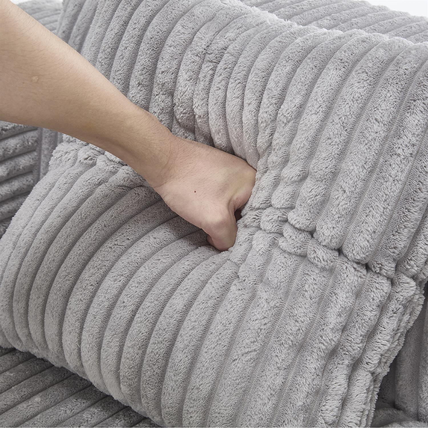 Demi Bonn 125" Modern Modular Sectional Sofa, L-Shaped Upholstered Cloud Couch with Deep Seats & Right Facing Chaise for Living Room, Light Gray