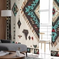 thumbnail image 4 of Red Teal Brown Southwestern Semi Sheer Curtains 72 Inch Length 2 Panels Set, Ethnic Geometric Boho Retro Sheer Kitchen Curtain Privacy Voile Window Curtain for Living Room Bedroom Rod Pocket Drapes, 4 of 7