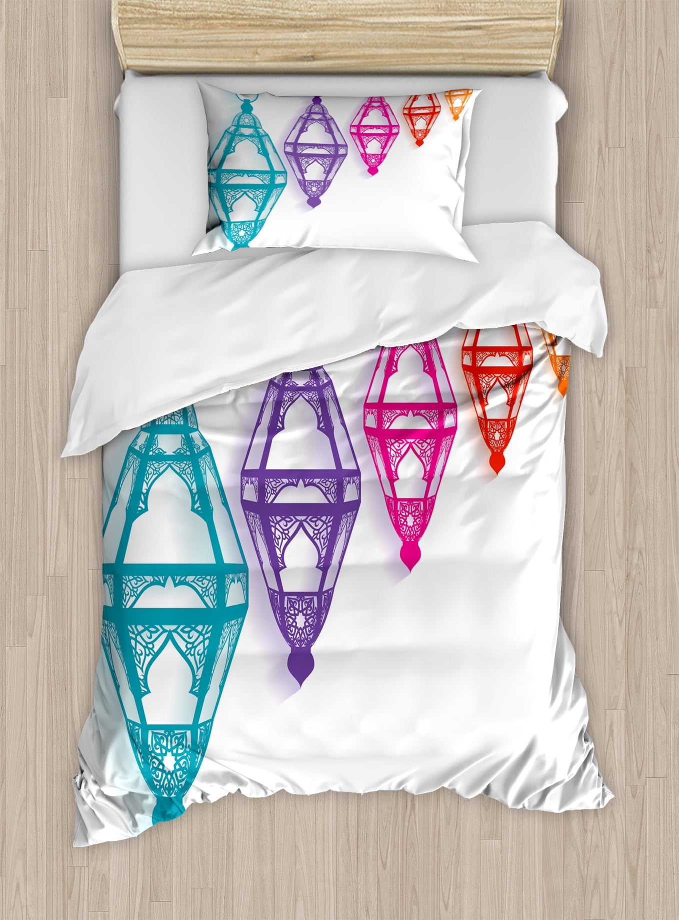 Lantern Twin Size Duvet Cover Set, Sacred Ramadan Celebration Hanging Fanoos... by Kozmos