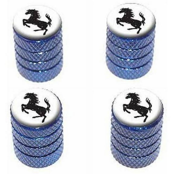 Horse Rearing Up on White Tire Rim Wheel Aluminum Valve Stem Caps, Multiple Colors