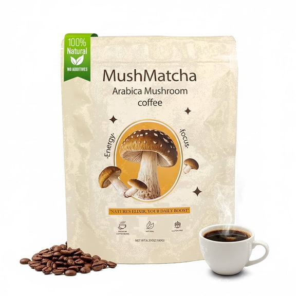 MushMatcha Instant Arabica Coffee Functional Mushrooms Naturally Caffeinated Vegan 180g