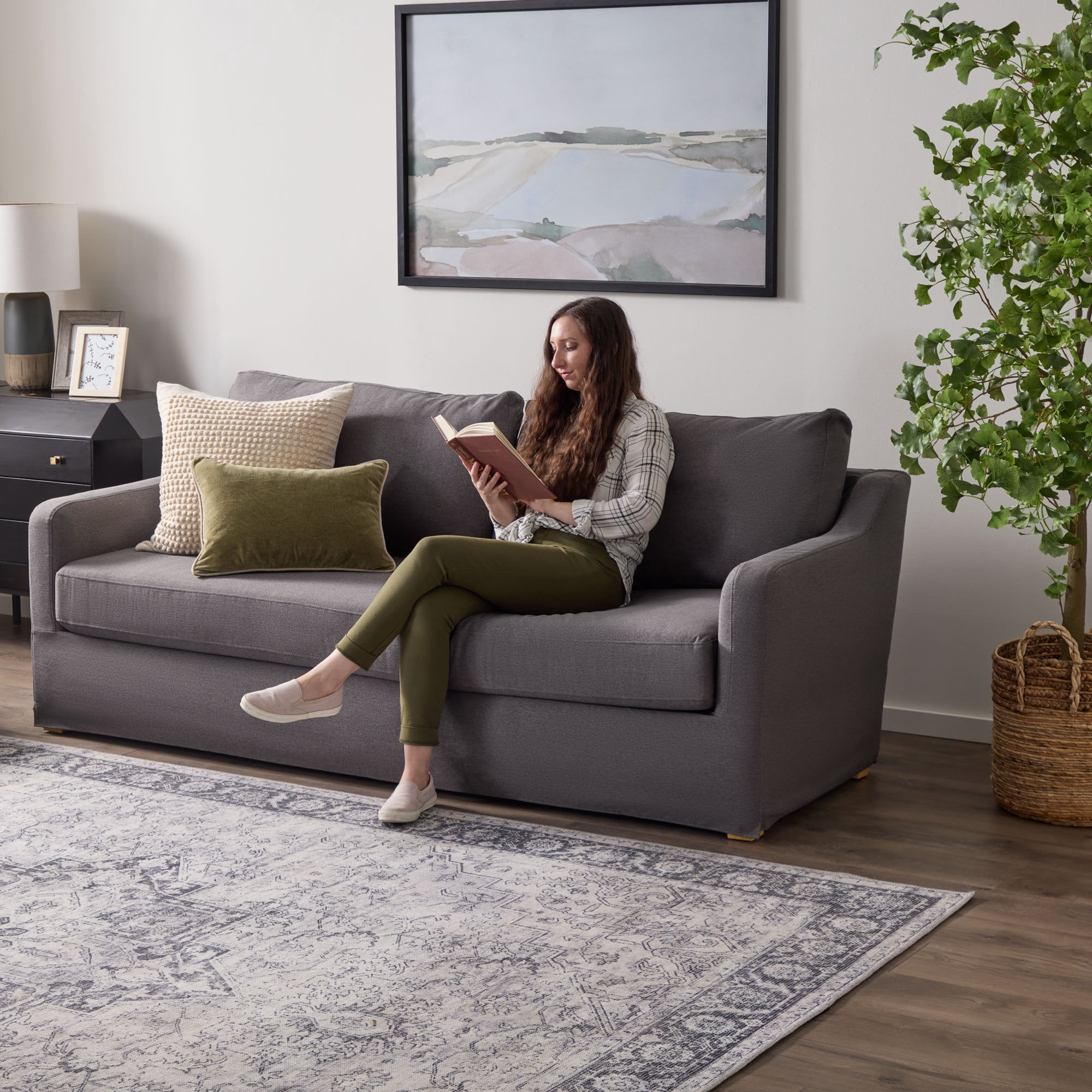 Mayview Alex Slipcover Sofa, Charcoal