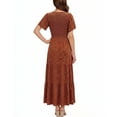 thumbnail image 3 of Xaqiouau Womens Boho Floral Maxi Dress Short Sleeve Casual Summer Long Dress Crew Neck Flowy A Line Beach Vacation Dress, 3 of 7