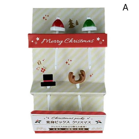 

ZIOKOK Christmas Creative Cartoon Fruit Fork Plastic Small Fork Sweet Mouth Cake Forks