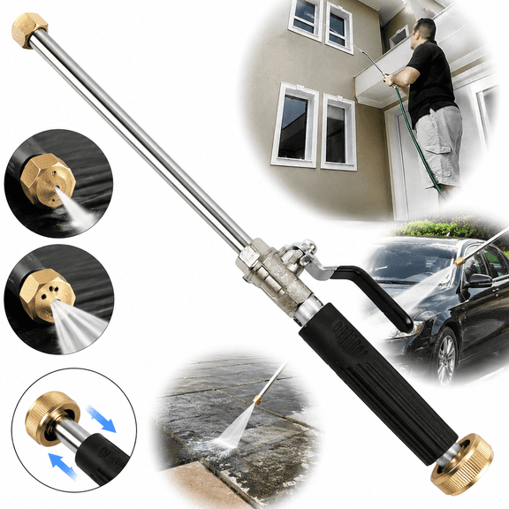 High Pressure Power Washer wand, Hydro Jet Water Hose Nozzle,Watering Sprayer Cleaning Tool, Wand Lance for Gutter Patio Car Pet Window Glass Black