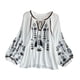 thumbnail image 4 of Blusa bordada para mujer, cómoda, informal, elegante, con mangas globo Blanco, 4 of 9