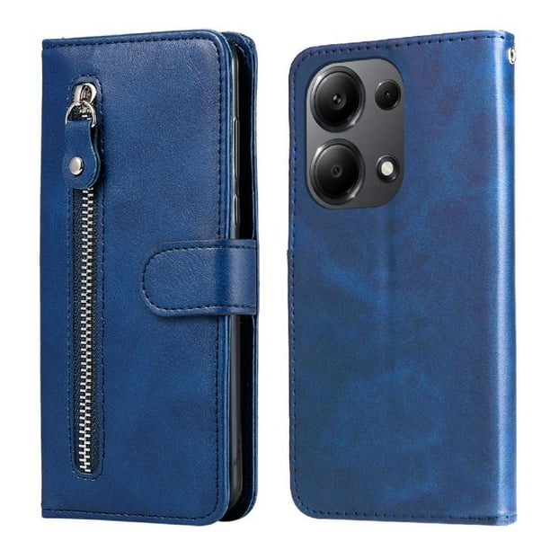 Estuche de Cuero PU con Cierre para Xiaomi Poco M6 Pro 4G , Funda Protectora con Billetera y Correa