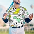 thumbnail image 6 of Daiia Funny Dinosaurs on Stripes Mens Baseball Jersey Button Down Shirts Short Sleeve Sports Uniforms-XX-Large, 6 of 9
