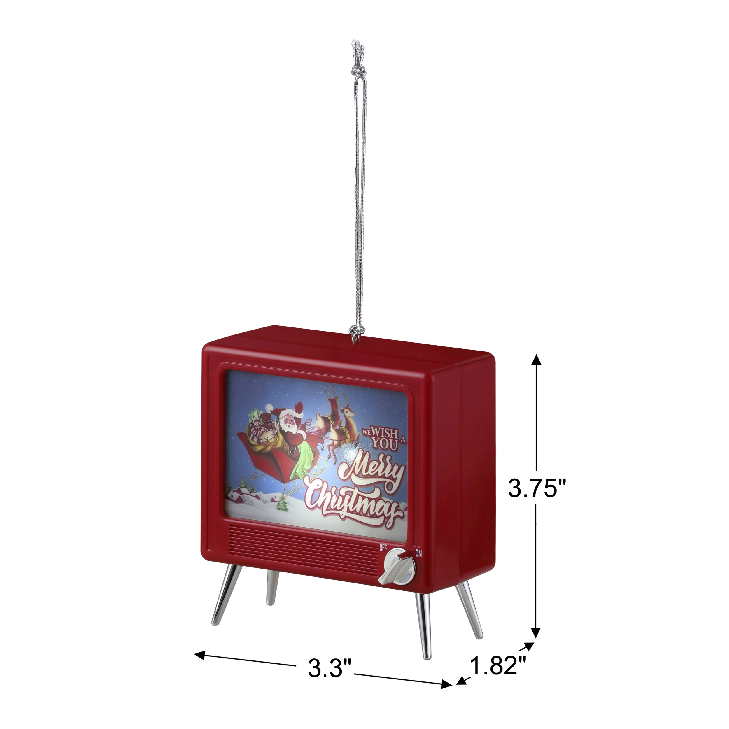 Mr. Christmas Musical LED TV Ornament, Retro Red, 3.75 Inch