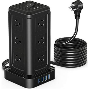 BEVA Power Strip Tower Surge Protector Flat Plug Desktop Charging