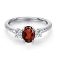 thumbnail image 3 of Gem Stone King 925 Sterling Silver Red Garnet and Lab Grown Diamond Engagement Ring for Women | 1.21 Cttw | Oval 7X5MM | Gemstone January Birthstone | Size 5, 3 of 6