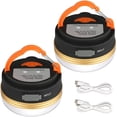 thumbnail image 1 of Linterna de camping [paquete de 2] con batería recargable, resistente al agua, base magnética, 3 modos de iluminación y cable USB para camping, trabajo, caza, pesca y senderismo [Clase energética A+], 1 of 4