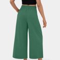 thumbnail image 6 of WIZUTIZ Sweatpants Women Comfy Casual Loose Wide Leg Pants Elastic Spandex High Waist 7/8 Length Palazzo Pants Solid Pleated with Pockets Palazzo Pants for Teen Girls Business Beach Green, 6 of 6