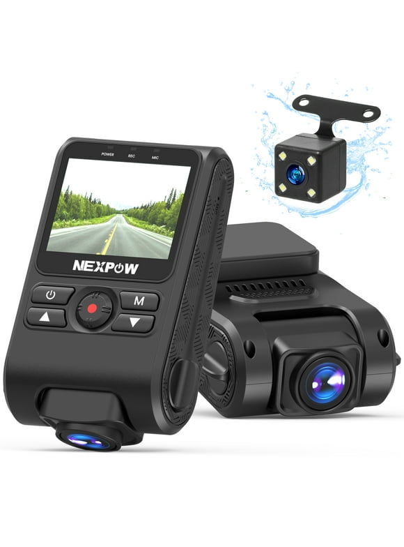 NEXPOW Dash Cam Front and Rear, 1080P Full HD Dash Camera, Car Camera with G-Sensor, Night Vision, 170+150Wide Angle, WDR, Loop Recording, Motion Detection, Parking Mode