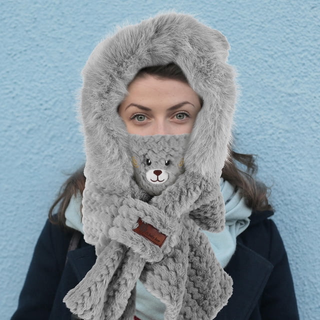 GOOHOCHY 1Jgo Conjunto De Bufanda Gorro Multifuncional De Polar Y Cortaviento Para Mujer
