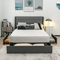 thumbnail image 2 of Costway Lit Plateforme Format Grand avec 3 Tiroirs de Rangement Base de Matelas Gris, 2 of 9