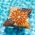 thumbnail image 2 of Orange Blue Flower Pillow Covers 18x18 Inch Set of 2 Fall Throw Pillows Outdoor Waterproof Decor for Living Room Sofa Patio Funiture Garden Floral Polyester Pillow Covers 012C18, 2 of 6