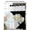thumbnail image 4 of No Hook Cloth Fabric Shower Curtain with Snap in Liner, Flower Black Waterproof Shower Curtains Set with See Through Top Window, Gold White Abstract Floral Aesthetic Bath Curtains Shower 36"x78", 4 of 6