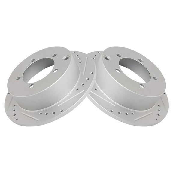 TRQ Performance Brake Rotor Drilled Slotted Rear Coated Pair for Mitsubishi