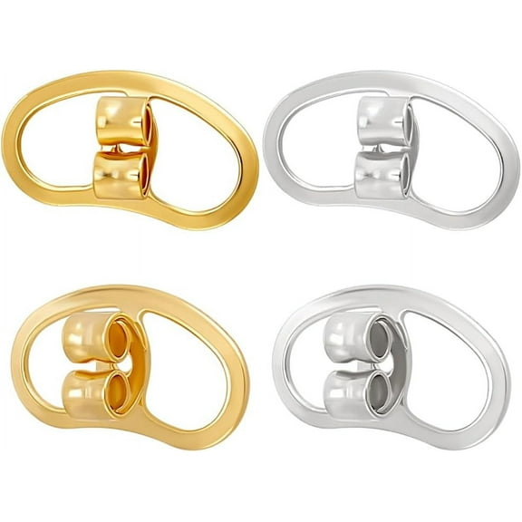 1 Box 12Pcs Earring Backs Replacement 18K Gold Platinum Plated Earrings Stoppers Butterfly Large Earring Support Lifter Backing Secure Ear Locking for Studs Droopy Ears Stretched Earlobe