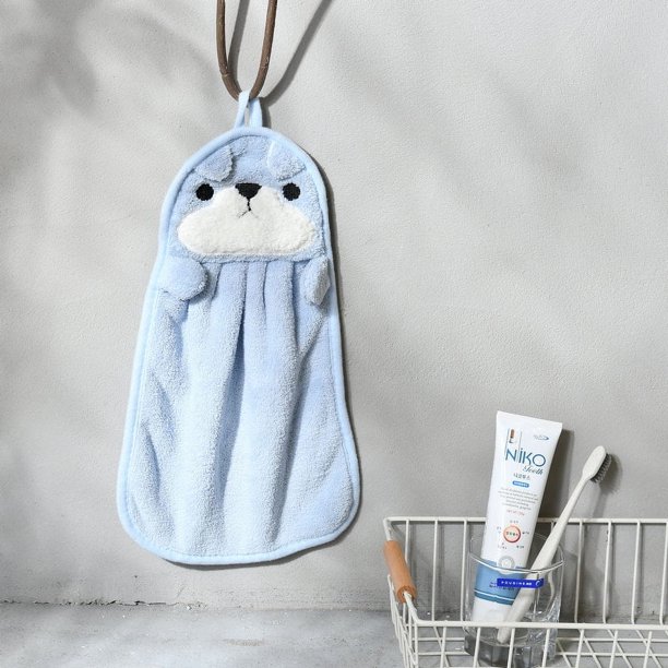 Toalla de vellón de coral para colgar, toalla de mano con dibujos de animales, toalla absorbente para cocina y baño, toalla de mano
