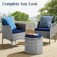 thumbnail image 6 of VibrantEcho Round Wicker Ottoman, Multipurpose Outdoor Furniture for Patio, Backyard, Additional Seating, Footrest, Side Table w/Storage, Removable Cushions – Gray/Navy, 6 of 8