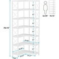 thumbnail image 5 of 7-Tier Corner Bookshelf White - Metal Frame Tall Storage Display Rack, Modern Freestanding Organizer For Living Room Home Office, 5 of 8