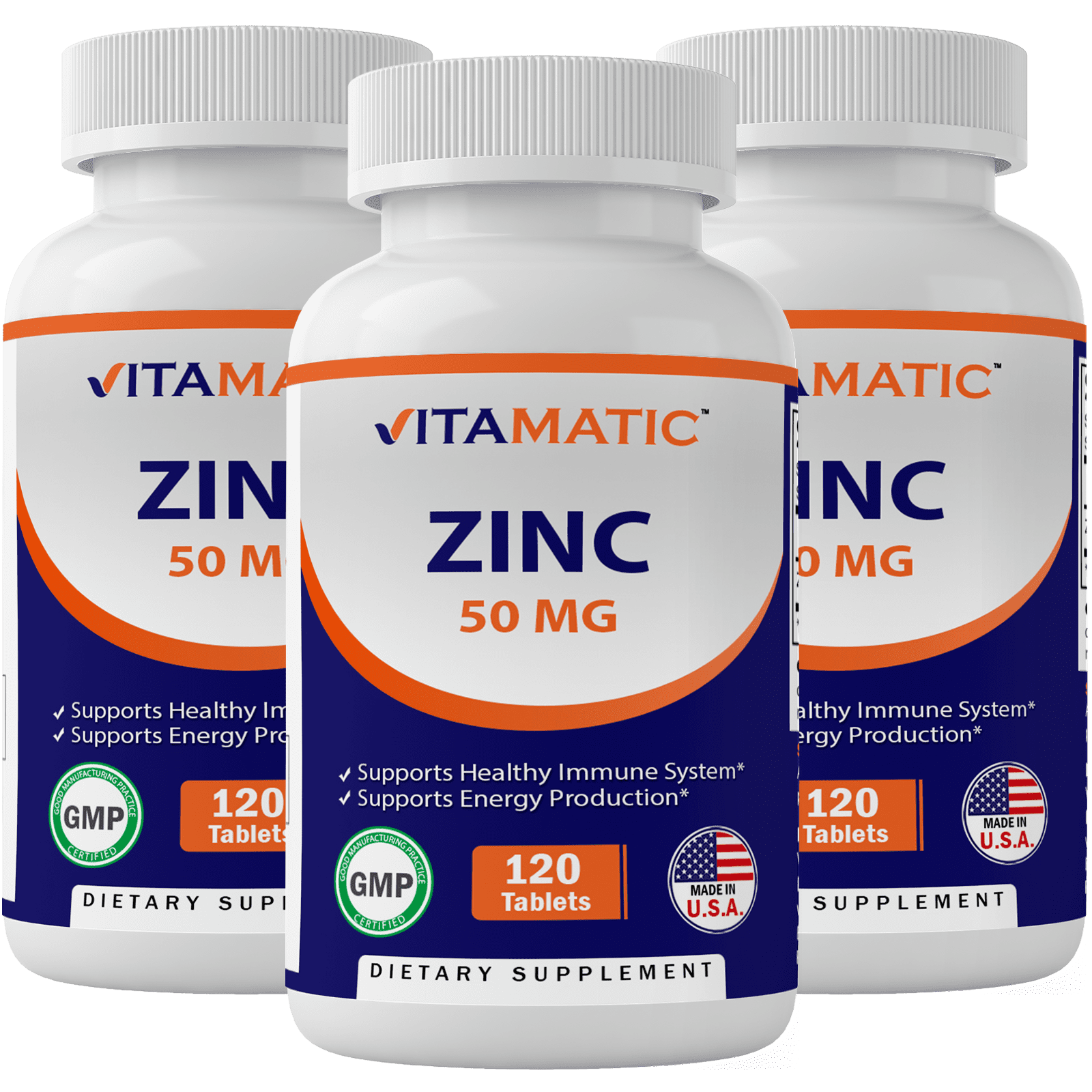 3 Pack - Vitamatic Zinc Supplement 50 mg 120 Tablets (Zinc vitamin ...