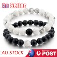 thumbnail image 2 of Besufy 2Pcs Unisex Distance Bracelet Couple His Hers Black Matte Beads White Howlite, 2 of 7
